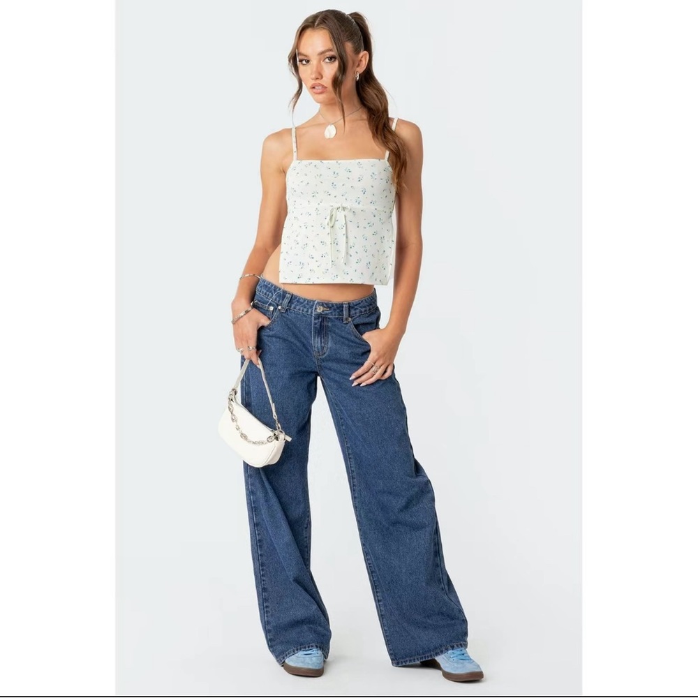 EDIKTED low rise dark wash jeans, size small NEW WITH TAGS!